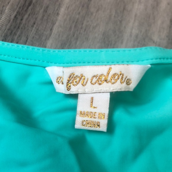 All for color swim V neck top teal L - Picture 5 of 6